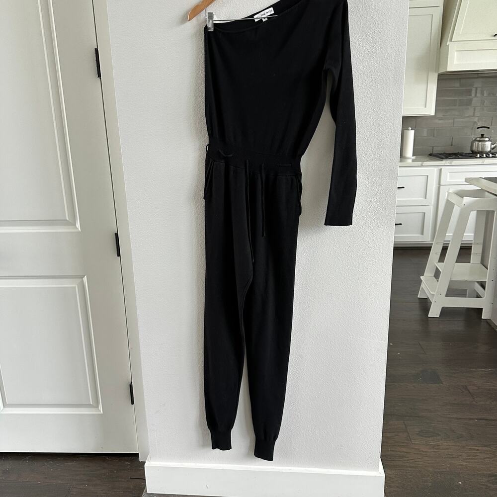 All The Ways Black Bodysuit Jumpsuit One shoulder Long Sleeve Size M